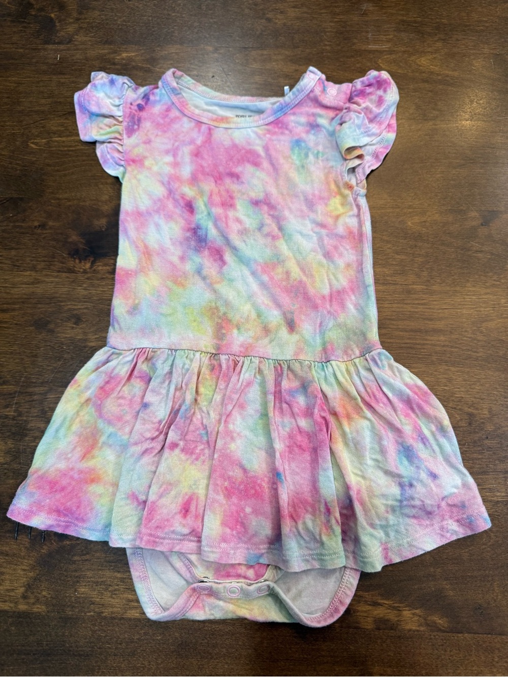 Posh Peanut Pastel Tie-Dye Skirted Onesie - Pink, Yellow, Blue